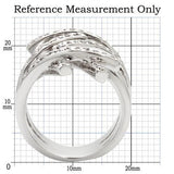 0W061 - Rhodium Brass Ring with AAA Grade CZ  in Clear - Alamode