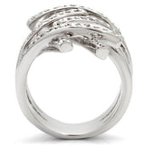 0W061 - Rhodium Brass Ring with AAA Grade CZ  in Clear - Alamode