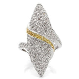 0W099 - Gold+Rhodium Brass Ring with AAA Grade CZ  in Topaz - Alamode