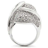 0W118 - Rhodium Brass Ring with AAA Grade CZ in Clear - Alamode - Flyclothing LLC