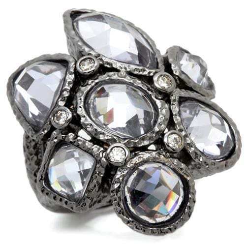 0W120 - Ruthenium Brass Ring with AAA Grade CZ in Light Amethyst - Alamode - Flyclothing LLC