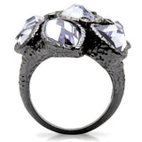 0W120 - Ruthenium Brass Ring with AAA Grade CZ  in Light Amethyst - Alamode