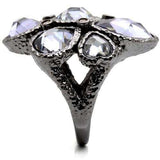0W120 - Ruthenium Brass Ring with AAA Grade CZ in Light Amethyst - Alamode - Flyclothing LLC