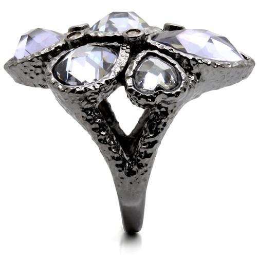 0W120 - Ruthenium Brass Ring with AAA Grade CZ in Light Amethyst - Alamode - Flyclothing LLC
