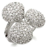 0W145 - Rhodium Brass Ring with AAA Grade CZ in Clear - Alamode - Flyclothing LLC