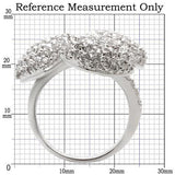 0W145 - Rhodium Brass Ring with AAA Grade CZ  in Clear - Alamode