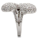 0W145 - Rhodium Brass Ring with AAA Grade CZ in Clear - Alamode - Flyclothing LLC