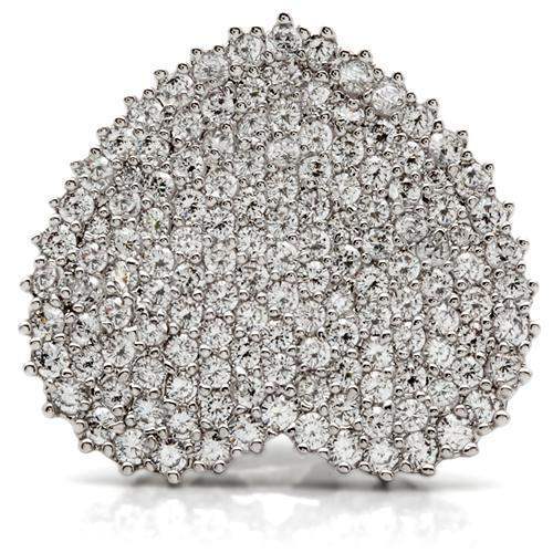 0W146 - Rhodium Brass Ring with AAA Grade CZ in Clear - Alamode - Flyclothing LLC