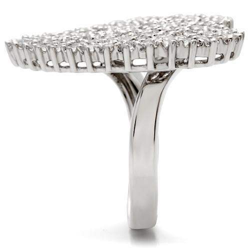0W146 - Rhodium Brass Ring with AAA Grade CZ in Clear - Alamode - Flyclothing LLC