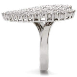 0W146 - Rhodium Brass Ring with AAA Grade CZ in Clear - Alamode - Flyclothing LLC