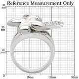0W147 - Rhodium Brass Ring with AAA Grade CZ  in Clear - Alamode