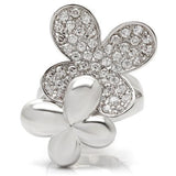 0W147 - Rhodium Brass Ring with AAA Grade CZ  in Clear - Alamode