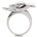 0W147 - Rhodium Brass Ring with AAA Grade CZ in Clear - Alamode - Flyclothing LLC