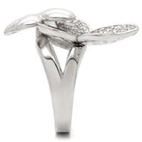 0W147 - Rhodium Brass Ring with AAA Grade CZ in Clear - Alamode - Flyclothing LLC