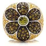 0W154 - Rhodium+Gold+ Ruthenium Brass Ring with AAA Grade CZ  in Multi Color - Alamode