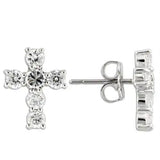 0W155 - Rhodium 925 Sterling Silver Earrings with AAA Grade CZ  in Clear - Alamode