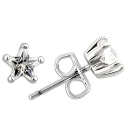 0W157 - Rhodium 925 Sterling Silver Earrings with AAA Grade CZ  in Clear - Alamode