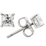 0W158 - Rhodium 925 Sterling Silver Earrings with AAA Grade CZ  in Clear - Alamode