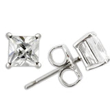 0W159 - Rhodium 925 Sterling Silver Earrings with AAA Grade CZ  in Clear - Alamode