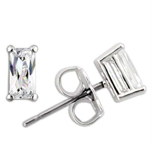 0W161 - Rhodium 925 Sterling Silver Earrings with AAA Grade CZ in Clear - Alamode - Flyclothing LLC
