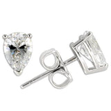 0W164 - Rhodium 925 Sterling Silver Earrings with AAA Grade CZ  in Clear - Alamode