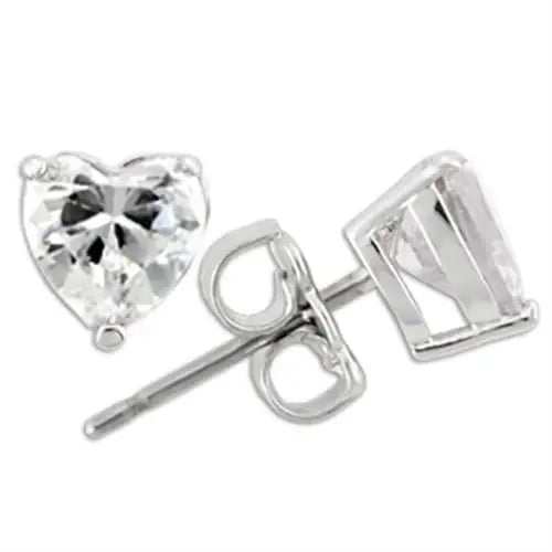 0W166 - Rhodium 925 Sterling Silver Earrings with AAA Grade CZ in Clear - Alamode - Flyclothing LLC