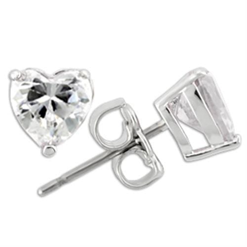 0W166 - Rhodium 925 Sterling Silver Earrings with AAA Grade CZ  in Clear - Alamode