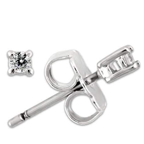 0W168 - Rhodium 925 Sterling Silver Earrings with AAA Grade CZ  in Clear - Alamode
