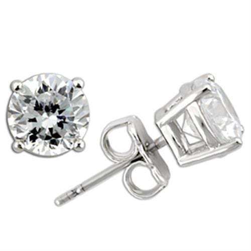 0W173 - Rhodium 925 Sterling Silver Earrings with AAA Grade CZ in Clear - Alamode - Flyclothing LLC