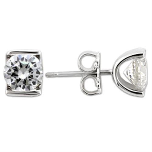 0W178 - Rhodium 925 Sterling Silver Earrings with AAA Grade CZ  in Clear - Alamode