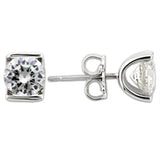 0W178 - Rhodium 925 Sterling Silver Earrings with AAA Grade CZ  in Clear - Alamode