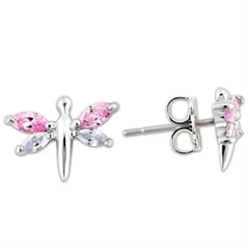 0W179 - Rhodium 925 Sterling Silver Earrings with AAA Grade CZ in Multi Color - Alamode - Flyclothing LLC