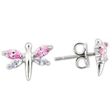 0W179 - Rhodium 925 Sterling Silver Earrings with AAA Grade CZ  in Multi Color - Alamode