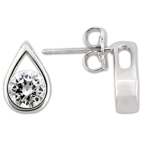 0W180 - Rhodium 925 Sterling Silver Earrings with AAA Grade CZ in Clear - Alamode - Flyclothing LLC
