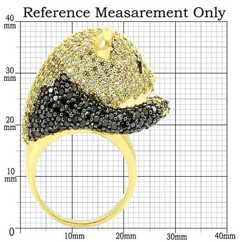 0W182 - Gold+Ruthenium Brass Ring with AAA Grade CZ in Jet - Alamode - Flyclothing LLC