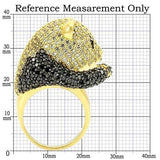 0W182 - Gold+Ruthenium Brass Ring with AAA Grade CZ  in Jet - Alamode