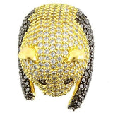 0W182 - Gold+Ruthenium Brass Ring with AAA Grade CZ  in Jet - Alamode
