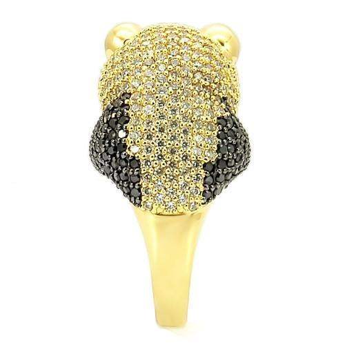 0W182 - Gold+Ruthenium Brass Ring with AAA Grade CZ in Jet - Alamode - Flyclothing LLC