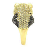 0W182 - Gold+Ruthenium Brass Ring with AAA Grade CZ in Jet - Alamode - Flyclothing LLC