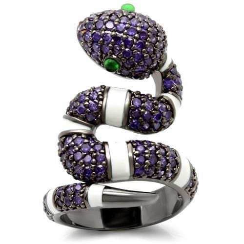 0W184 - Ruthenium Brass Ring with AAA Grade CZ in Multi Color - Alamode - Flyclothing LLC