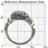 0W184 - Ruthenium Brass Ring with AAA Grade CZ  in Multi Color - Alamode