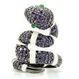 0W184 - Ruthenium Brass Ring with AAA Grade CZ  in Multi Color - Alamode