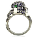 0W184 - Ruthenium Brass Ring with AAA Grade CZ  in Multi Color - Alamode