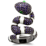0W184 - Ruthenium Brass Ring with AAA Grade CZ  in Multi Color - Alamode