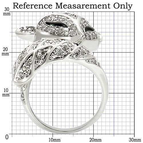 0W185 - Rhodium Brass Ring with AAA Grade CZ in Clear - Alamode - Flyclothing LLC