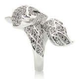 0W185 - Rhodium Brass Ring with AAA Grade CZ in Clear - Alamode - Flyclothing LLC