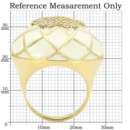 0W206 - Gold Brass Ring with AAA Grade CZ in Clear - Alamode - Flyclothing LLC