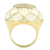 0W206 - Gold Brass Ring with AAA Grade CZ in Clear - Alamode - Flyclothing LLC