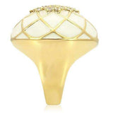 0W206 - Gold Brass Ring with AAA Grade CZ in Clear - Alamode - Flyclothing LLC