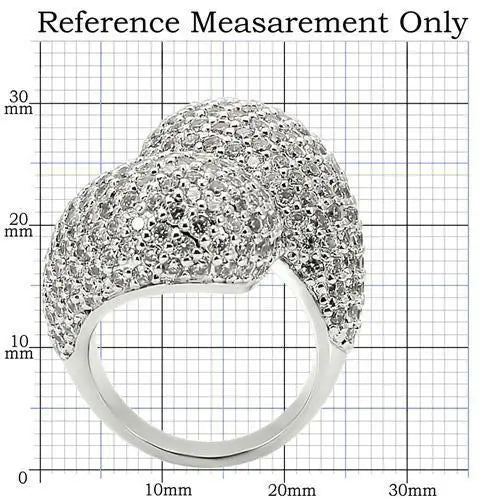 0W216 - Rhodium Brass Ring with AAA Grade CZ in Clear - Alamode - Flyclothing LLC